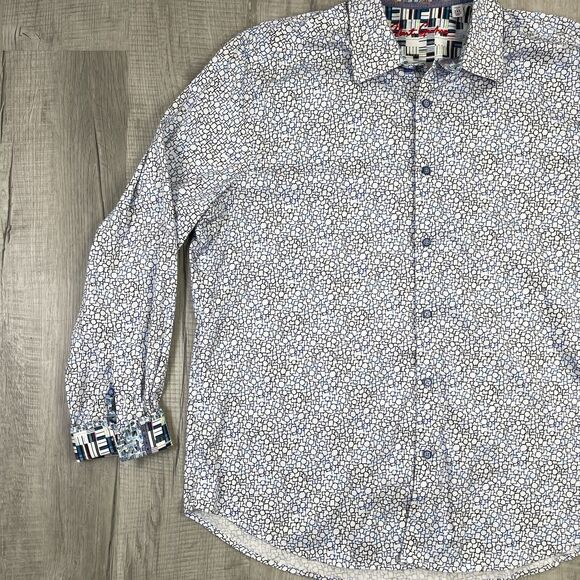 Robert Graham Shirt Mens 2XL Flip Cuff Geometric Dress Work Business Classic Q - Picture 2 of 9